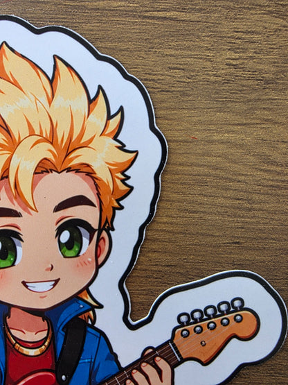 Stardew Valley Inspired Sam & Guitar Glossy Die Cut Sticker | 2 Sizes Available