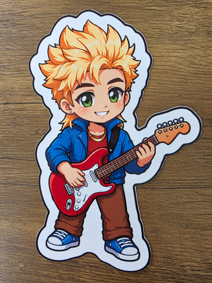 Stardew Valley Inspired Sam & Guitar Glossy Die Cut Sticker | 2 Sizes Available
