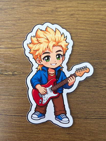 Stardew Valley Inspired Sam & Guitar Glossy Die Cut Sticker | 2 Sizes Available