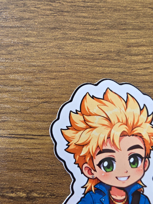 Stardew Valley Inspired Sam & Guitar Glossy Die Cut Sticker | 2 Sizes Available