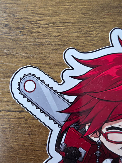 Black Butler (Kuroshitsuji) Inspired Grell Sutcliff Glossy Die Cut Sticker | 2 Sizes Available