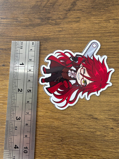 Black Butler (Kuroshitsuji) Inspired Grell Sutcliff Glossy Die Cut Sticker | 2 Sizes Available