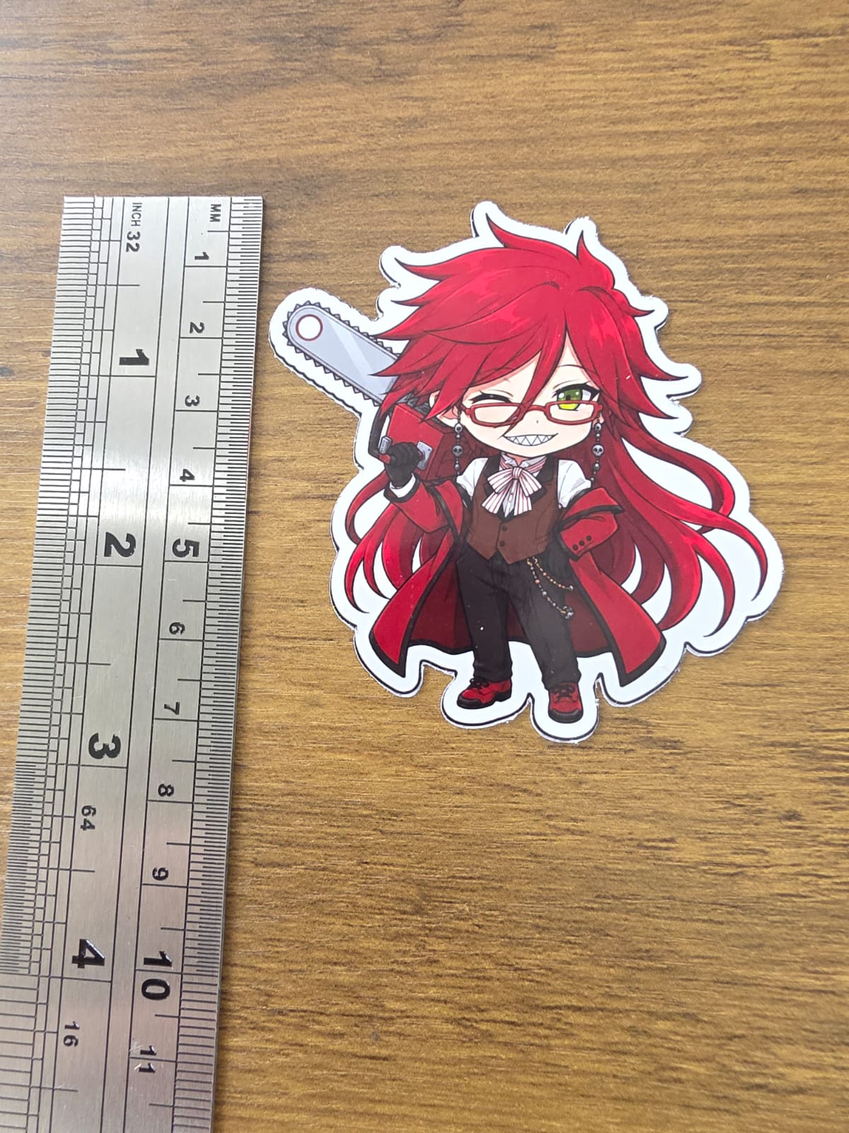 Black Butler (Kuroshitsuji) Inspired Grell Sutcliff Glossy Die Cut Sticker | 2 Sizes Available