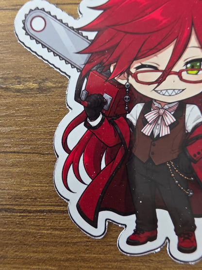 Black Butler (Kuroshitsuji) Inspired Grell Sutcliff Glossy Die Cut Sticker | 2 Sizes Available