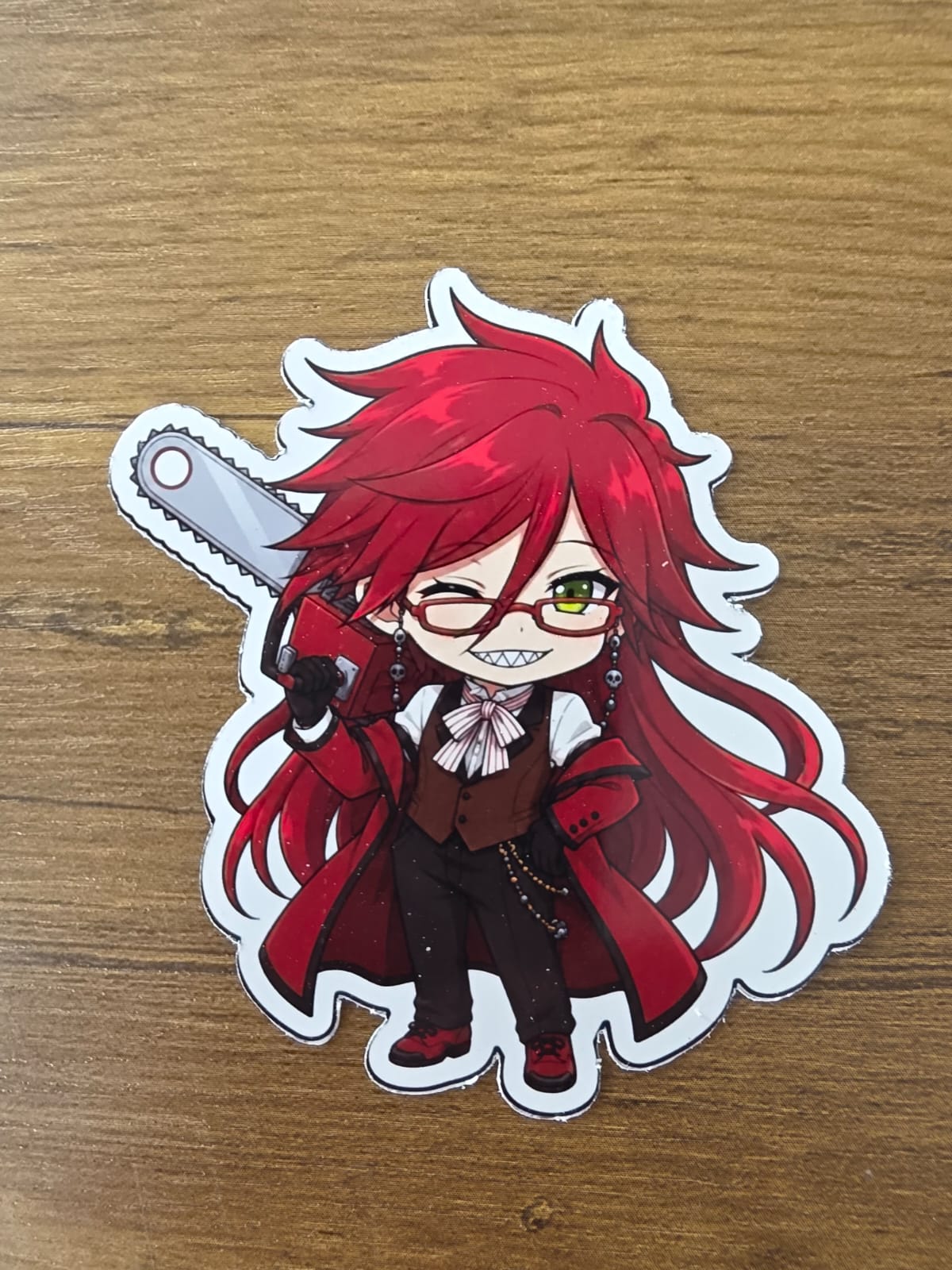 Black Butler (Kuroshitsuji) Inspired Grell Sutcliff Glossy Die Cut Sticker | 2 Sizes Available