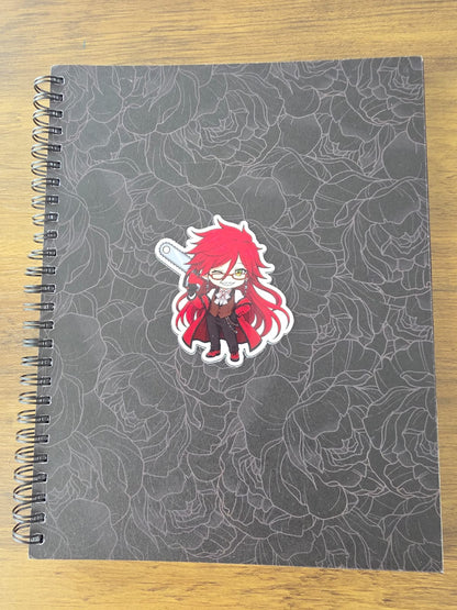 Black Butler (Kuroshitsuji) Inspired Grell Sutcliff Glossy Die Cut Sticker | 2 Sizes Available
