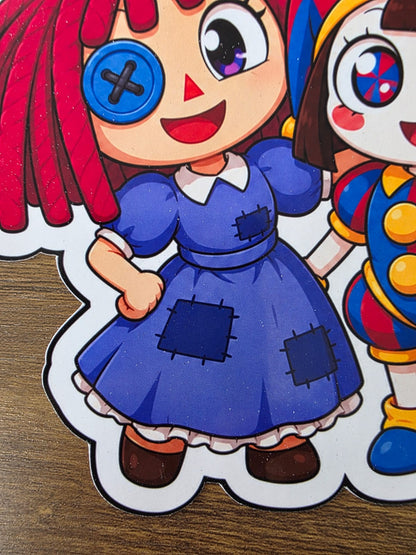 Amazing Digital Circus Inspired Ragatha & Pomni Glossy Die Cut Sticker | 2 Sizes Available