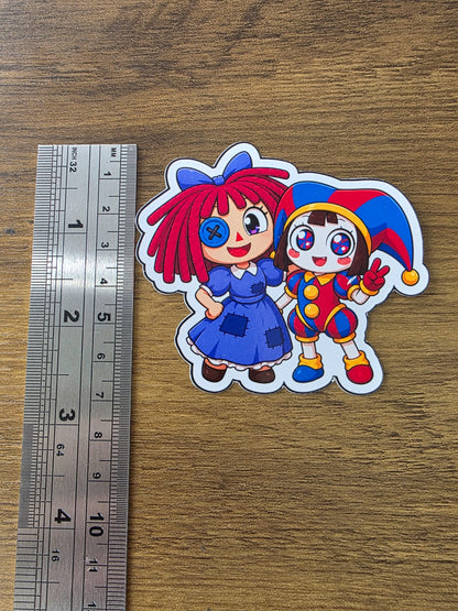 Amazing Digital Circus Inspired Ragatha & Pomni Glossy Die Cut Sticker | 2 Sizes Available