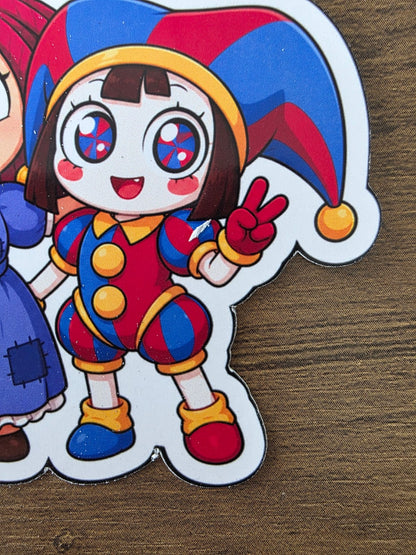 Amazing Digital Circus Inspired Ragatha & Pomni Glossy Die Cut Sticker | 2 Sizes Available