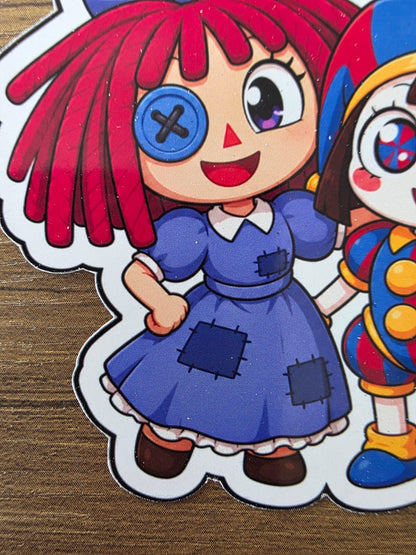Amazing Digital Circus Inspired Ragatha & Pomni Glossy Die Cut Sticker | 2 Sizes Available