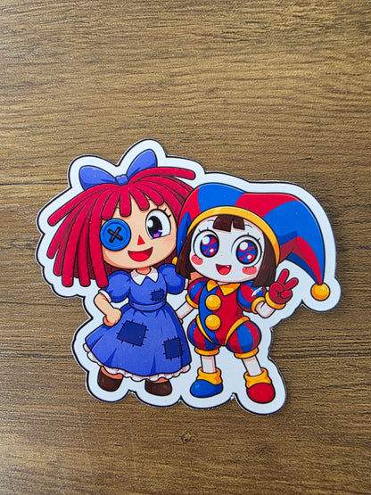 Amazing Digital Circus Inspired Ragatha & Pomni Glossy Die Cut Sticker | 2 Sizes Available