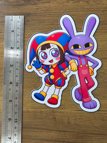 Amazing Digital Circus Inspired Pomni & Jax Glossy Die Cut Sticker | 2 Sizes Available