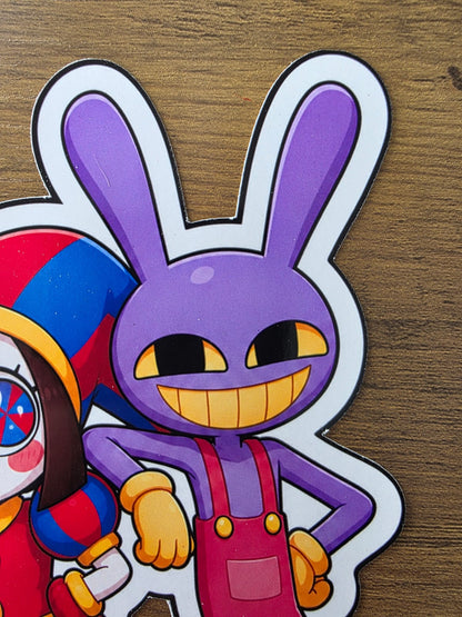 Amazing Digital Circus Inspired Pomni & Jax Glossy Die Cut Sticker | 2 Sizes Available