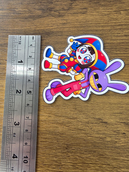 Amazing Digital Circus Inspired Pomni & Jax Glossy Die Cut Sticker | 2 Sizes Available