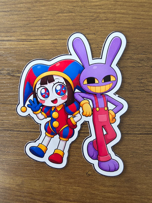 Amazing Digital Circus Inspired Pomni & Jax Glossy Die Cut Sticker | 2 Sizes Available
