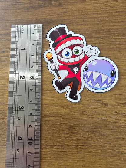 Amazing Digital Circus Inspired Caine & Bubble Glossy Die Cut Sticker | 2 Sizes Available
