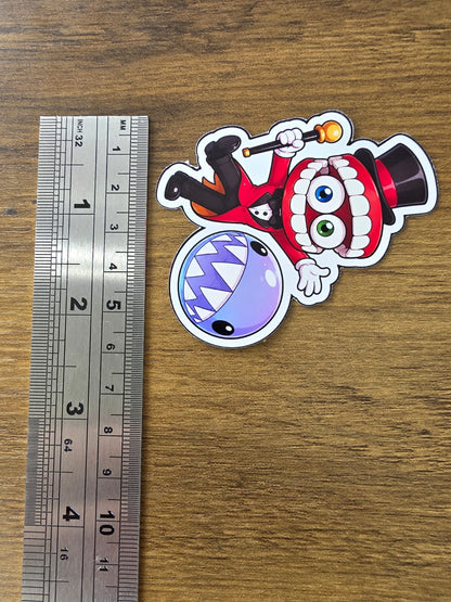 Amazing Digital Circus Inspired Caine & Bubble Glossy Die Cut Sticker | 2 Sizes Available