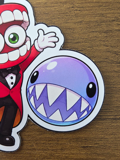 Amazing Digital Circus Inspired Caine & Bubble Glossy Die Cut Sticker | 2 Sizes Available