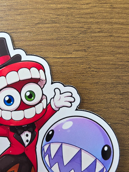 Amazing Digital Circus Inspired Caine & Bubble Glossy Die Cut Sticker | 2 Sizes Available