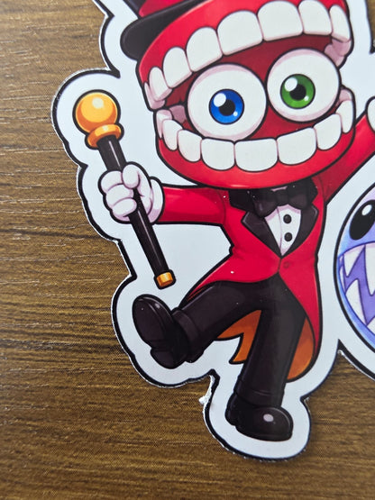 Amazing Digital Circus Inspired Caine & Bubble Glossy Die Cut Sticker | 2 Sizes Available