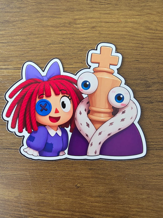 Amazing Digital Circus Inspired Kinger & Ragatha Glossy Die Cut Sticker | 2 Sizes Available