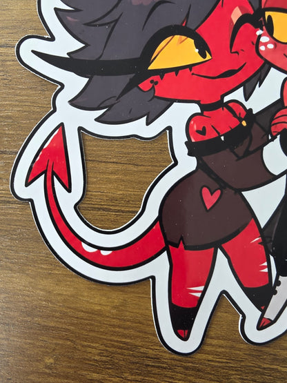 Helluva Boss Inspired Moxxie & Millie Glossy Die Cut Sticker | 2 Sizes Available