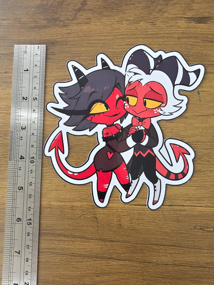 Helluva Boss Inspired Moxxie & Millie Glossy Die Cut Sticker | 2 Sizes Available