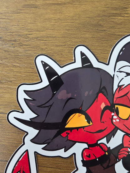 Helluva Boss Inspired Moxxie & Millie Glossy Die Cut Sticker | 2 Sizes Available