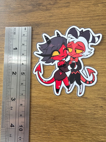 Helluva Boss Inspired Moxxie & Millie Glossy Die Cut Sticker | 2 Sizes Available
