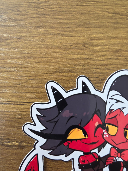 Helluva Boss Inspired Moxxie & Millie Glossy Die Cut Sticker | 2 Sizes Available