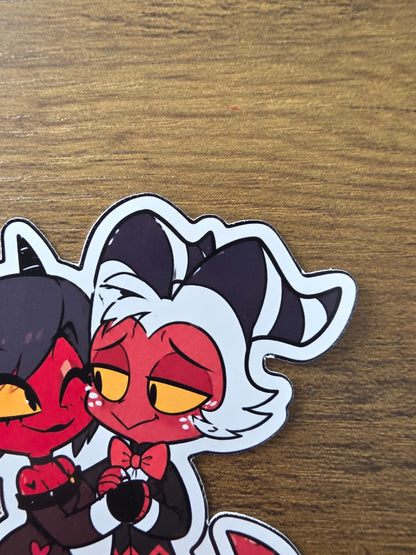 Helluva Boss Inspired Moxxie & Millie Glossy Die Cut Sticker | 2 Sizes Available