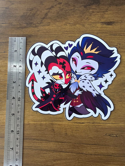 Helluva Boss Inspired Blitzø & Stolas Glossy Die Cut Sticker | 2 Sizes Available