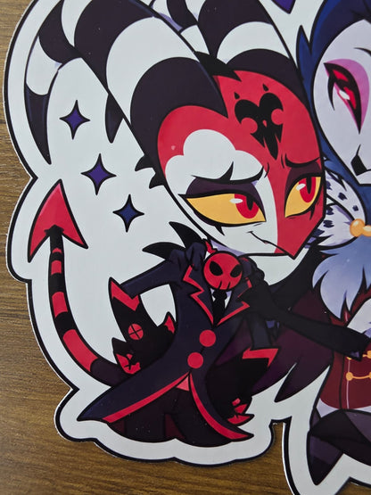 Helluva Boss Inspired Blitzø & Stolas Glossy Die Cut Sticker | 2 Sizes Available