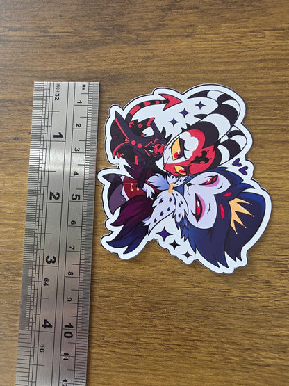 Helluva Boss Inspired Blitzø & Stolas Glossy Die Cut Sticker | 2 Sizes Available