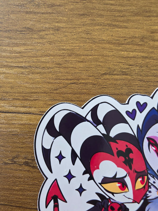 Helluva Boss Inspired Blitzø & Stolas Glossy Die Cut Sticker | 2 Sizes Available