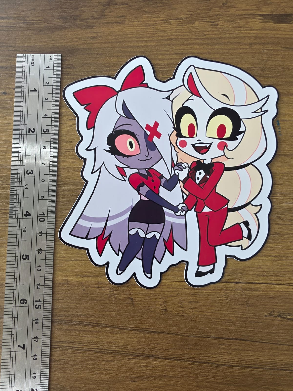 Hazbin Hotel Inspired Charlie & Vaggie Glossy Die Cut Sticker | 2 Sizes Available