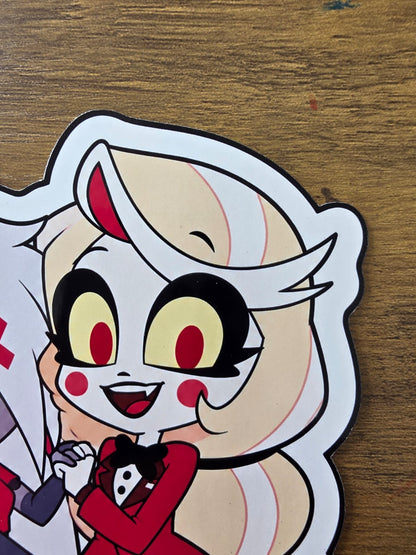 Hazbin Hotel Inspired Charlie & Vaggie Glossy Die Cut Sticker | 2 Sizes Available