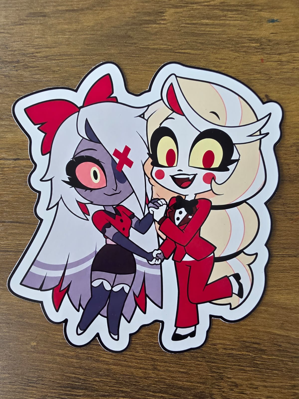 Hazbin Hotel Inspired Charlie & Vaggie Glossy Die Cut Sticker | 2 Sizes Available