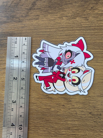 Hazbin Hotel Inspired Charlie & Vaggie Glossy Die Cut Sticker | 2 Sizes Available