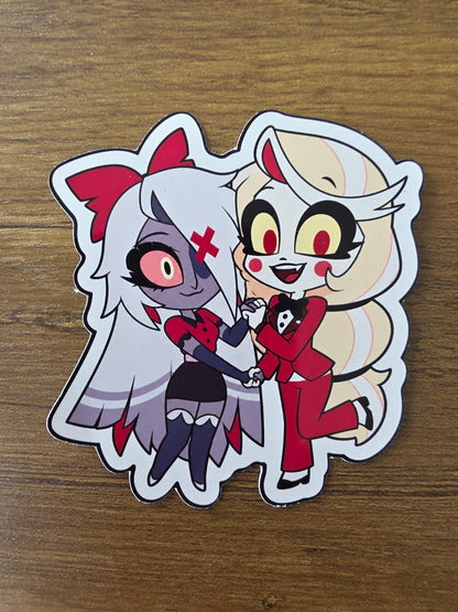 Hazbin Hotel Inspired Charlie & Vaggie Glossy Die Cut Sticker | 2 Sizes Available