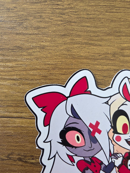 Hazbin Hotel Inspired Charlie & Vaggie Glossy Die Cut Sticker | 2 Sizes Available