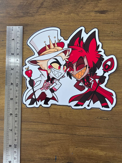 Hazbin Hotel Inspired Alastor & Lucifer Glossy Die Cut Sticker | 2 Sizes Available