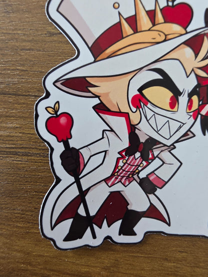 Hazbin Hotel Inspired Alastor & Lucifer Glossy Die Cut Sticker | 2 Sizes Available