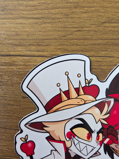 Hazbin Hotel Inspired Alastor & Lucifer Glossy Die Cut Sticker | 2 Sizes Available