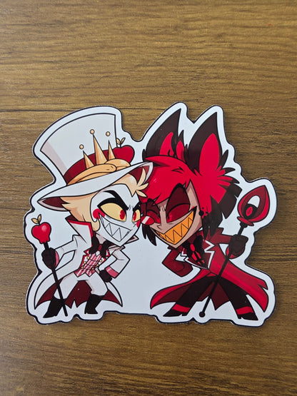 Hazbin Hotel Inspired Alastor & Lucifer Glossy Die Cut Sticker | 2 Sizes Available