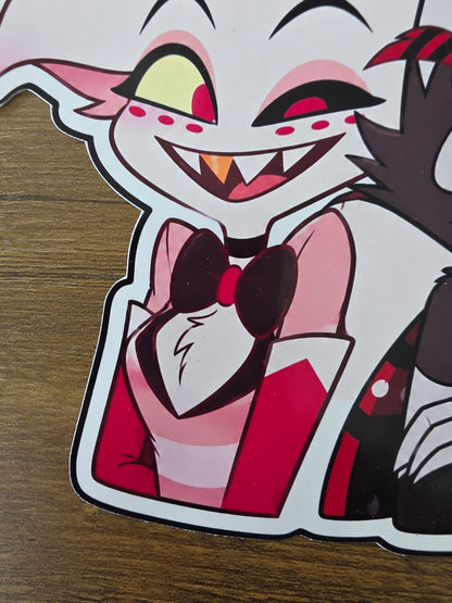 Hazbin Hotel Inspired Angel Dust & Husk Glossy Die Cut Sticker | 2 Sizes Available