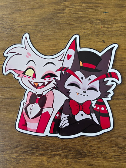 Hazbin Hotel Inspired Angel Dust & Husk Glossy Die Cut Sticker | 2 Sizes Available