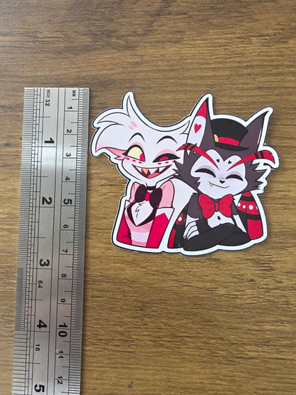 Hazbin Hotel Inspired Angel Dust & Husk Glossy Die Cut Sticker | 2 Sizes Available