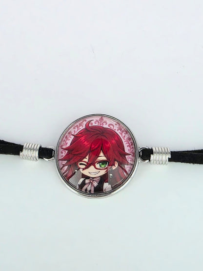 Black Butler (kuroshitsuji) Inspired Grell 20mm Faux Suede Adjustable Bracelet