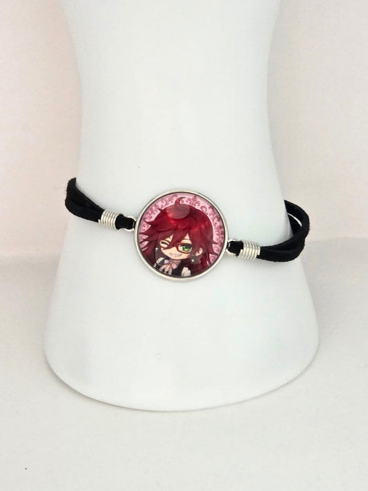 Black Butler (kuroshitsuji) Inspired Grell 20mm Faux Suede Adjustable Bracelet